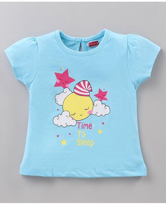 Babyhug Cotton Half Sleeves Night Suit Cloud Print - Blue