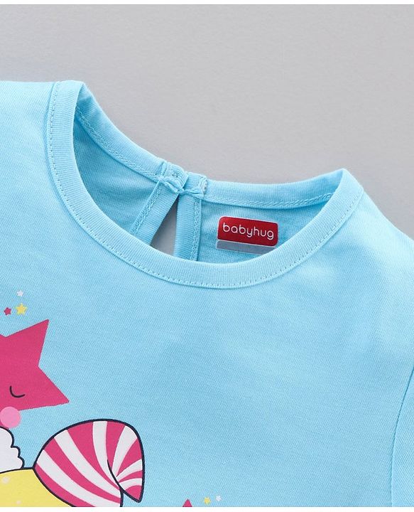 Babyhug Cotton Half Sleeves Night Suit Cloud Print - Blue