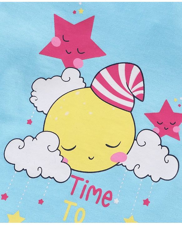 Babyhug Cotton Half Sleeves Night Suit Cloud Print - Blue