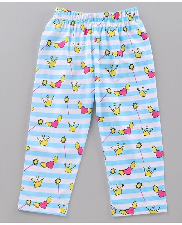 Babyhug Cotton Half Sleeves Night Suit Text Print - Blue