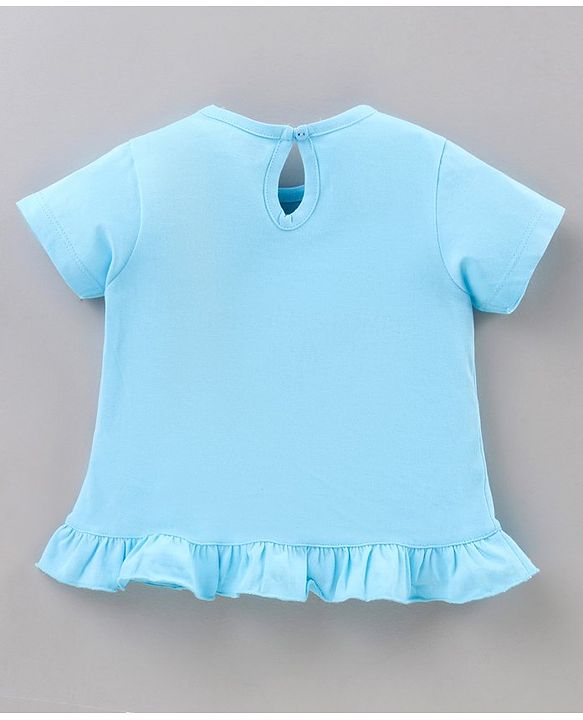Babyhug Cotton Half Sleeves Night Suit Text Print - Blue