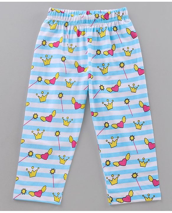 Babyhug Cotton Half Sleeves Night Suit Text Print - Blue