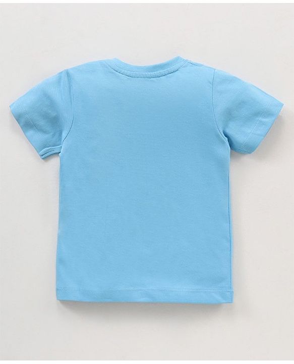 Babyhug Half Sleeves T-Shirt & Pyjama Set Text & Stripe Print - Blue