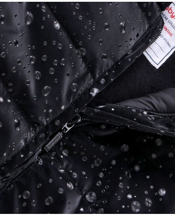 Babyhug Full Sleeves All over printed Hooded Padded Jacket - Black