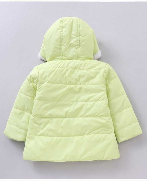 Babyhug Full Sleeves Solid Winter Wear Hooded Jacket - Lime Green