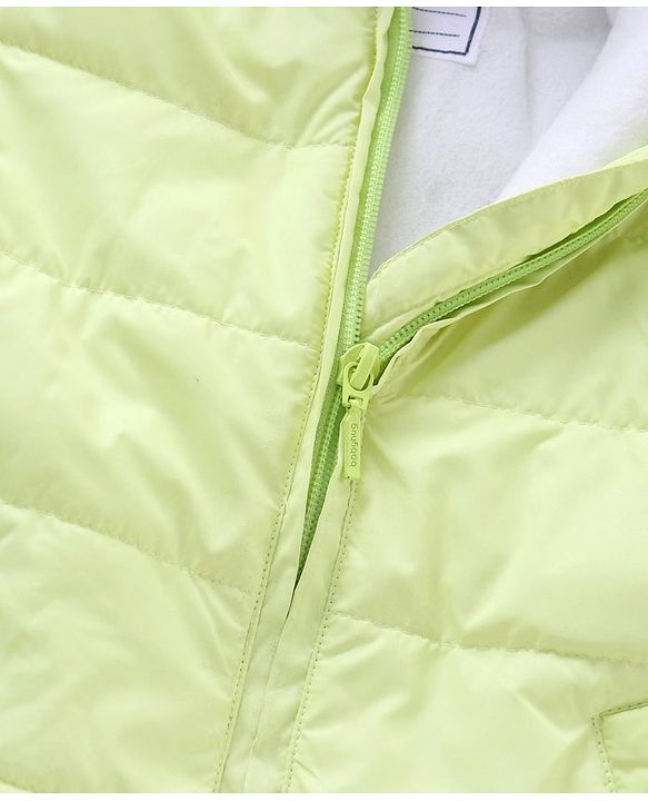 Babyhug Full Sleeves Solid Winter Wear Hooded Jacket - Lime Green