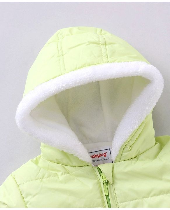 Babyhug Full Sleeves Solid Winter Wear Hooded Jacket - Lime Green