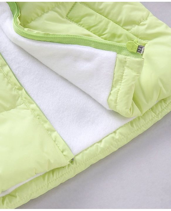 Babyhug Full Sleeves Solid Winter Wear Hooded Jacket - Lime Green