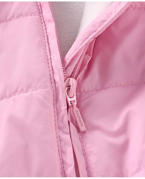 Babyhug Full Sleeves Hooded Fashion Heavy Winter Solid Color Jacket - Pink