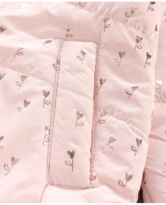 Babyhug Full Sleeves Heart Printed Hooded Jacket - Pink