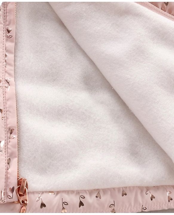 Babyhug Full Sleeves Heart Printed Hooded Jacket - Pink