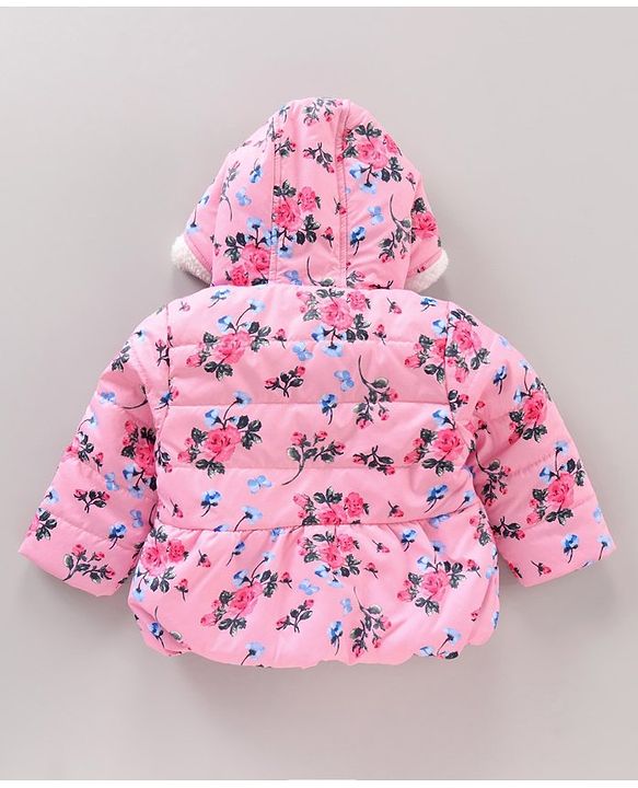 Babyhug Full Sleeves Floral Printed Hooded Jacket - Pink