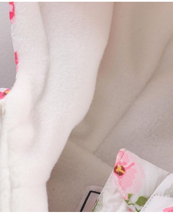 Babyhug Full Sleeves Hooded Fashion Heavy Winter Jacket Floral Print - Pink White
