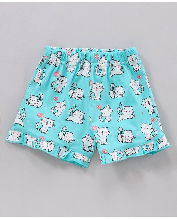 Babyhug Half Sleeves Top & Shorts Kitty Print - Pink Blue