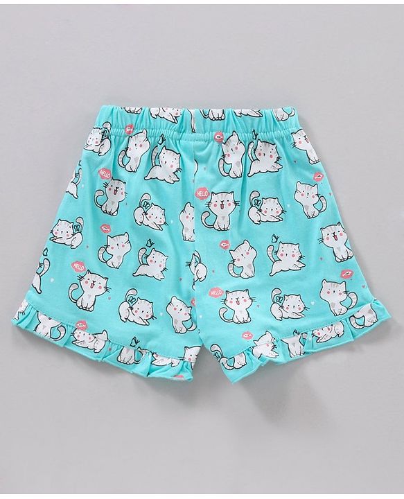 Babyhug Half Sleeves Top & Shorts Kitty Print - Pink Blue