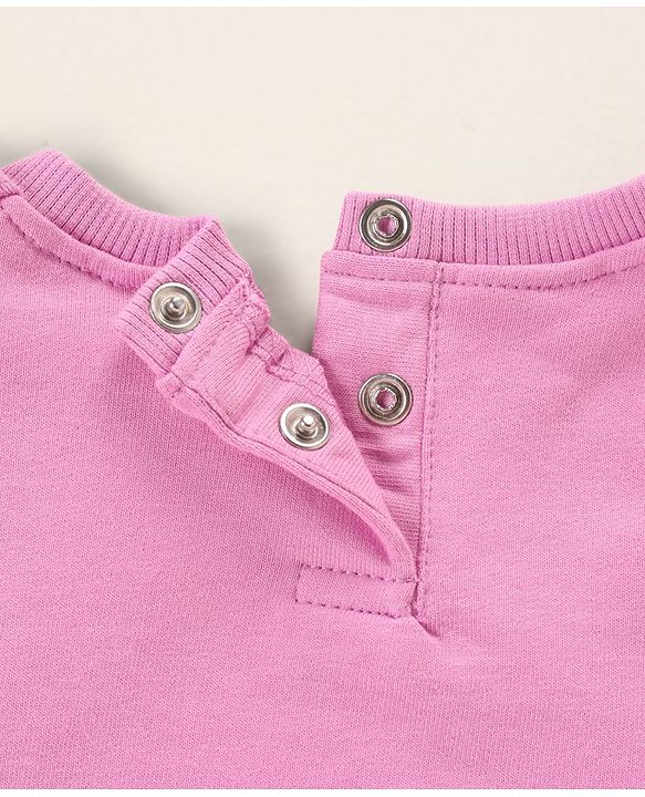 Babyhug Full Sleeves Sweatshirt With Frill At Sleeves & Dino Print - Violet