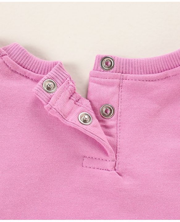 Babyhug Full Sleeves Sweatshirt With Frill At Sleeves & Dino Print - Violet