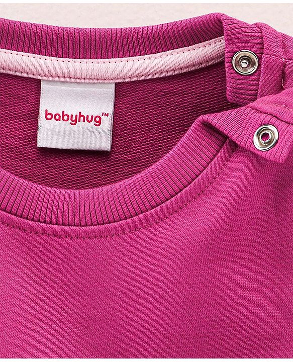 Babyhug Full Sleeves Sweatshirt Dino Print - Violet