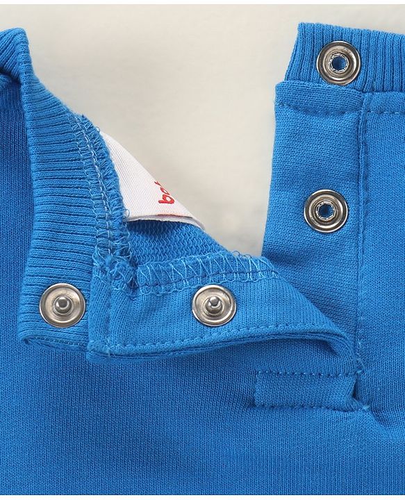 Babyhug Full Sleeves Sweatshirt With Graphics & Frill Detailing - Blue