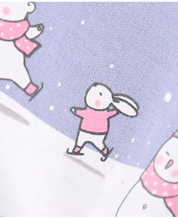 Babyhug Full Sleeves Cotton Knit Sweatshirt Snow & Animals Print - Blue