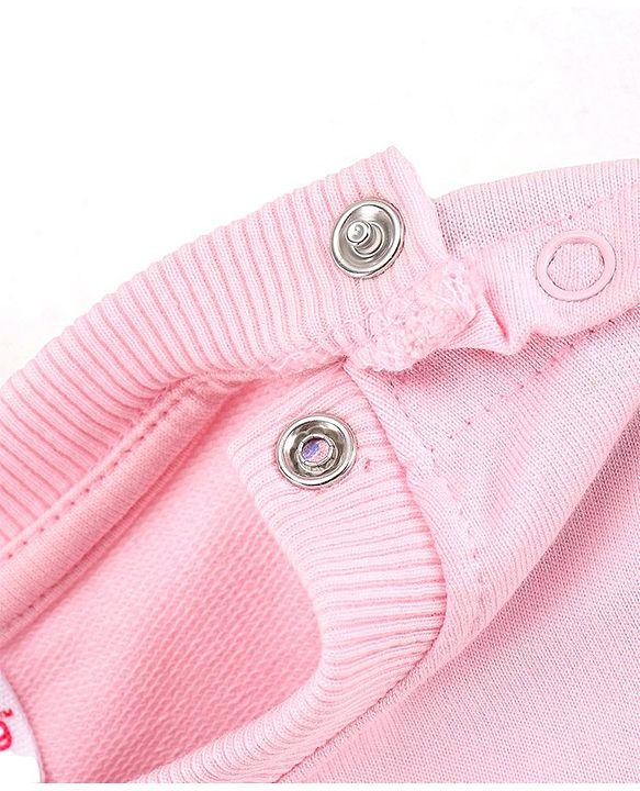 Babyhug Full Sleeves Sweatshirt With Graphics And Pom Pom With Mesh Details at Sleeves- Light Pink