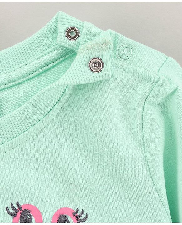 Babyhug Full Sleeves Sweatshirts Snail Graphics Embroidery - Mint Green