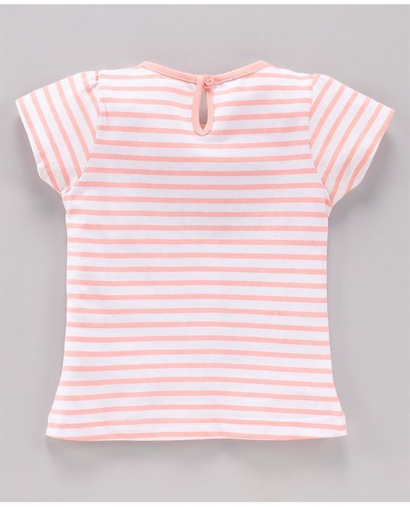 Babyhug Cap Sleeves Top & Capri Set Stripes & Panda Print- Pink