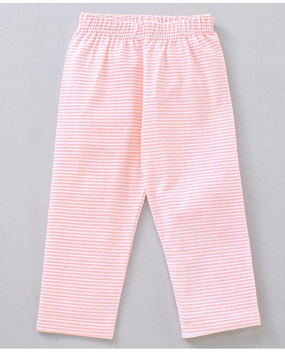 Babyhug Cap Sleeves Top & Capri Set Stripes & Elephant Print- Pink