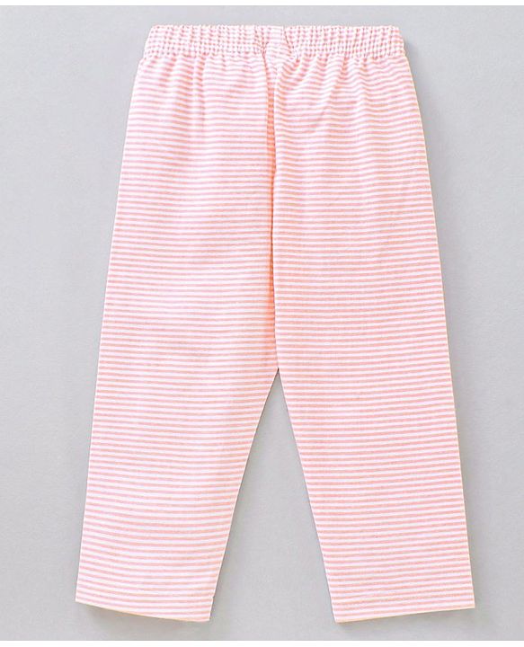 Babyhug Cap Sleeves Top & Capri Set Stripes & Elephant Print- Pink