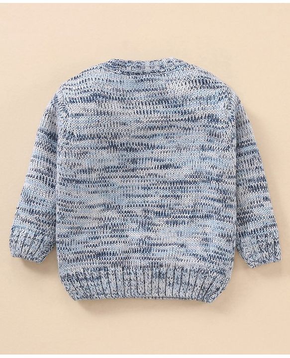 Babyhug Full Sleeves Heavy Gauge Sweater - Light Grey Blue