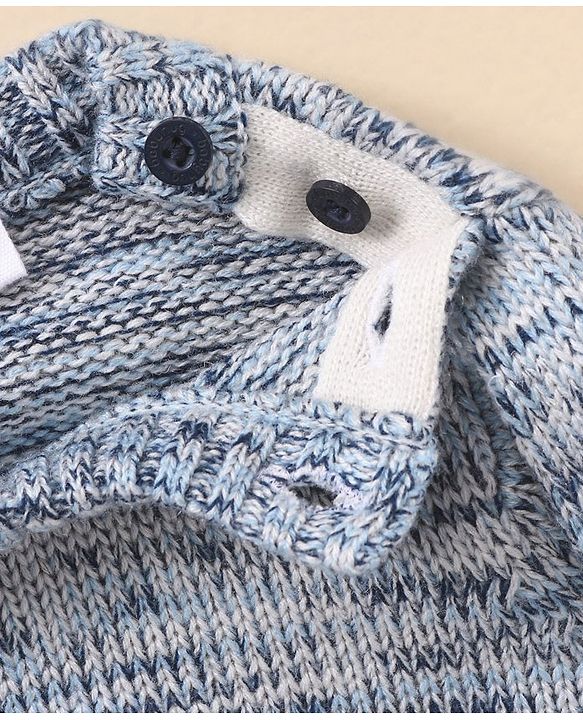 Babyhug Full Sleeves Heavy Gauge Sweater - Light Grey Blue