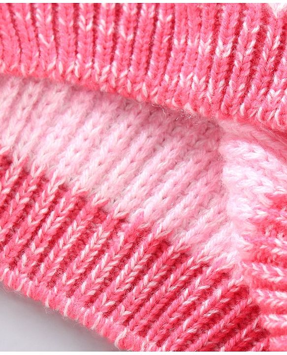 Babyhug Knit Full Sleeves Striped Sweater - Pink