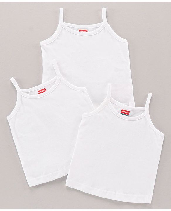 Babyhug 100% Cotton Sleeveless Slips Pack of 3 - White