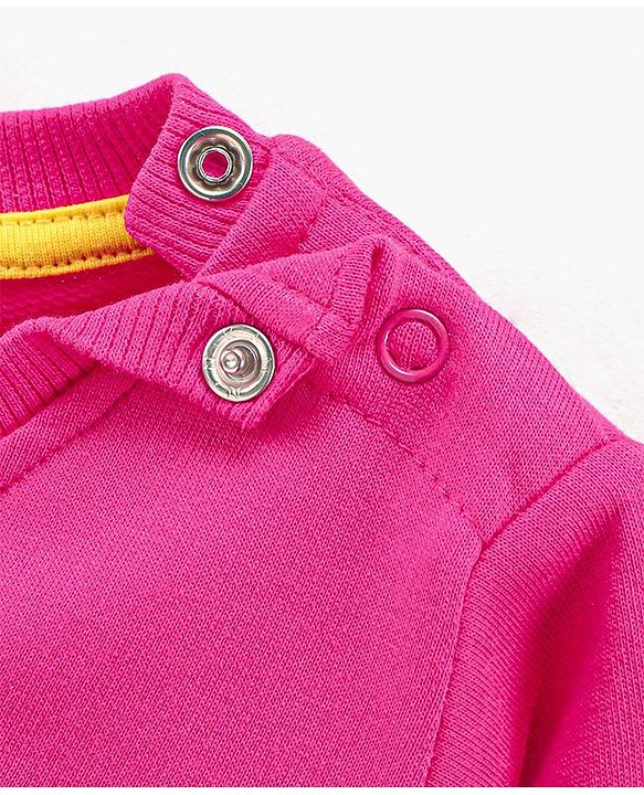Babyhug Full Sleeves Graphics Sweatshirt With Glitter And Rhinestones Detailing - Pink
