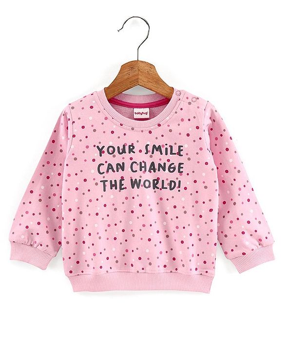 Babyhug Full Sleeves Sweatshirt With Graphics Text Print - Pink