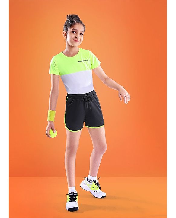 Pine Active Mid Thigh Length Solid Color Shorts  - Black