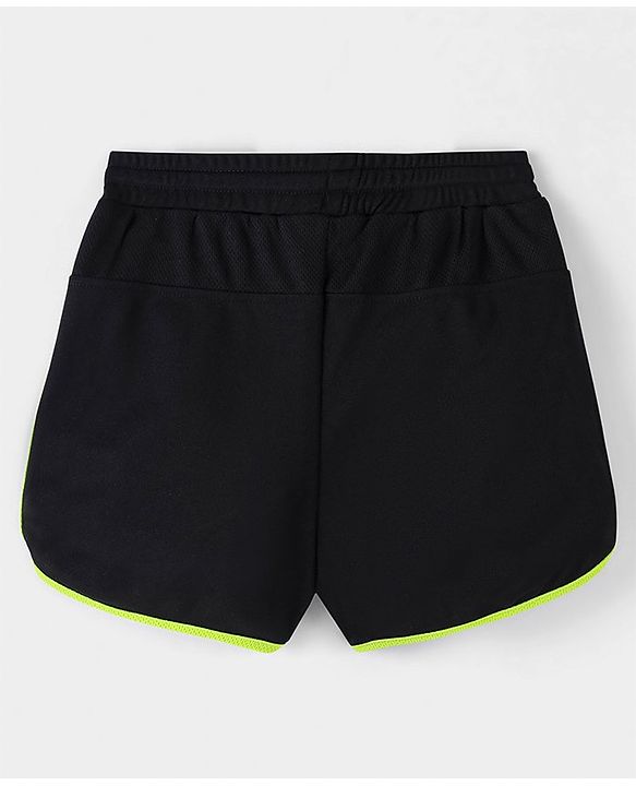 Pine Active Mid Thigh Length Solid Color Shorts  - Black