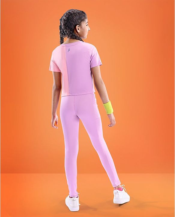 Pine Active Super Stretch Half Sleeves T-Shirt & Leggings Set - Pink