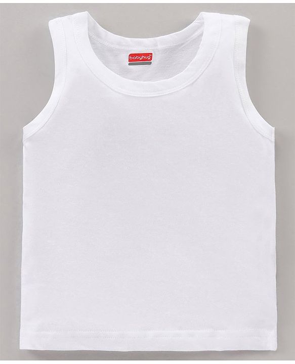 Babyhug 100% Sleeveless Solid Vest Pack Of 3 - White