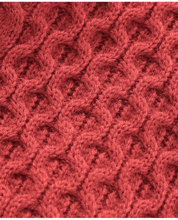 Babyhug Full Sleeves Cable Knit Sweater Solid - Red
