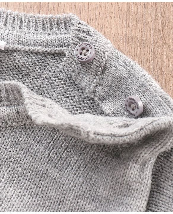 Babyhug Full Sleeves Sweater Color Block Print - Grey