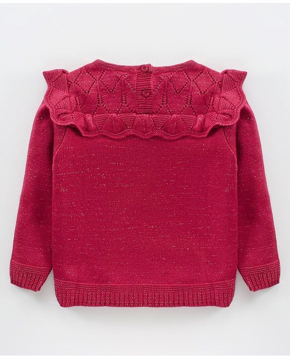 Babyhug Full Sleeves Sweater With Frill Detailing Solid- Fuchsia