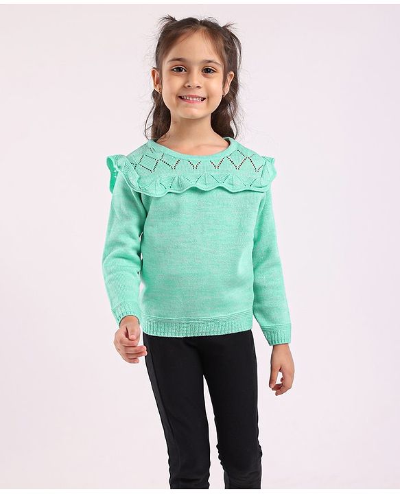 Babyhug Full Sleeves Solid Sweater  - Mint