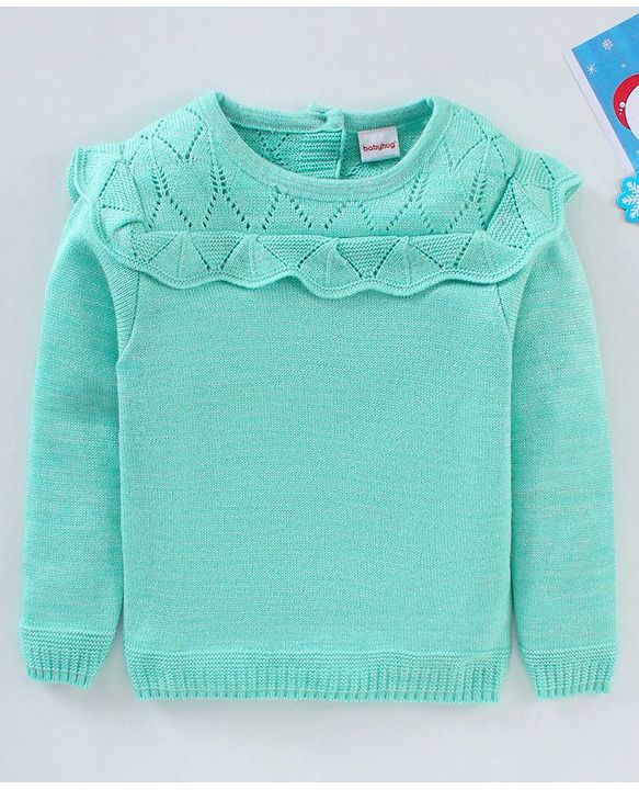 Babyhug Full Sleeves Solid Sweater  - Mint