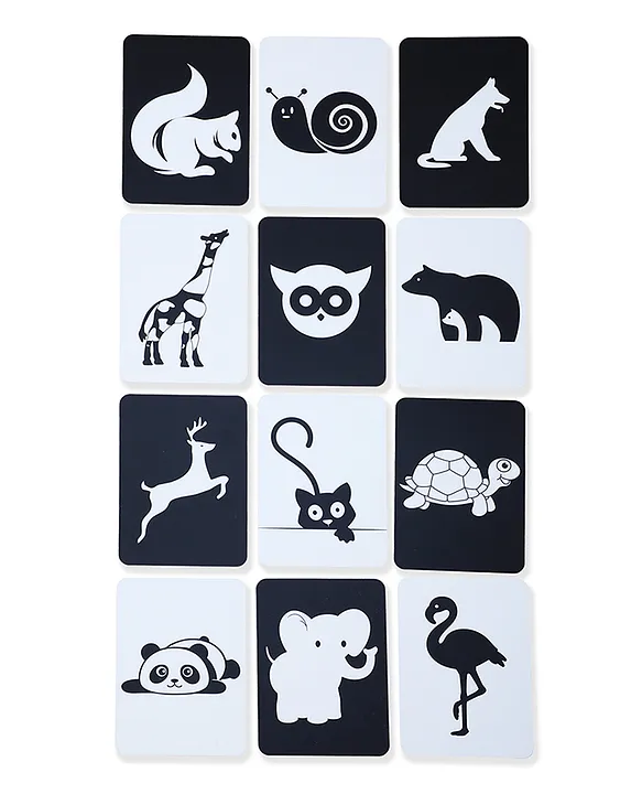 Baby Moo High Contrast Animals Flash Cards Pack of 12 Black White Online  India, Buy Educational Games for (0-12Months) at  - 11202464