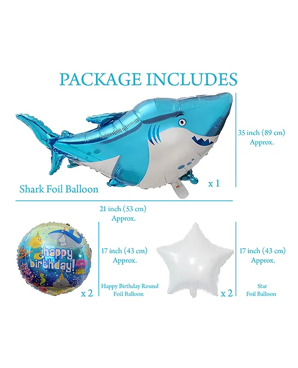 AMFIN Shark Theme 1st Birthday Metallic Decoration Balloons Multicolour  Pack of 5 Online in India, Buy at Best Price from  - 11202883