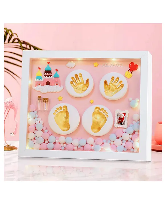 DIY Baby Handprint & Footprint with Wooden Photo Frame and Mould