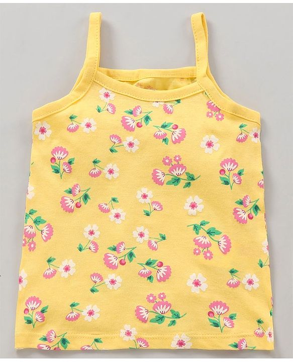 Babyhug 100% Cotton Sleeveless Antibacterial Slips Multi-Print Pack Of 3 - Pink Yellow