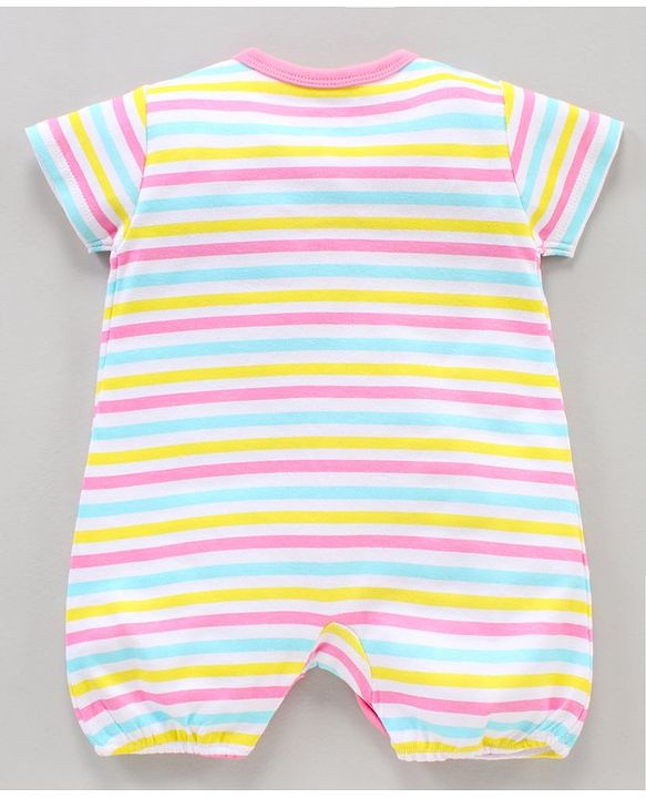 Babyhug 100% Cotton Half Sleeves Romper Pack of 2 - Pink White