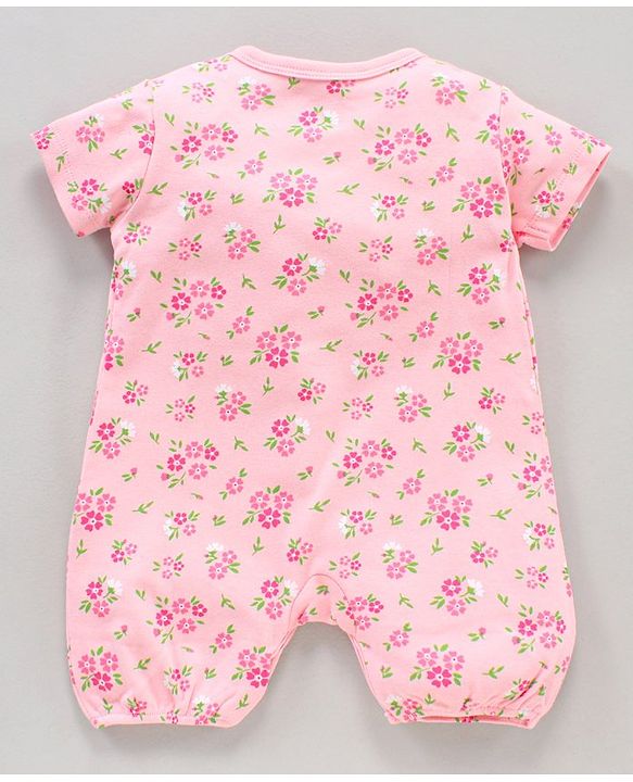 Babyhug 100% Cotton Half Sleeves Romper Pack of 2 - Pink White